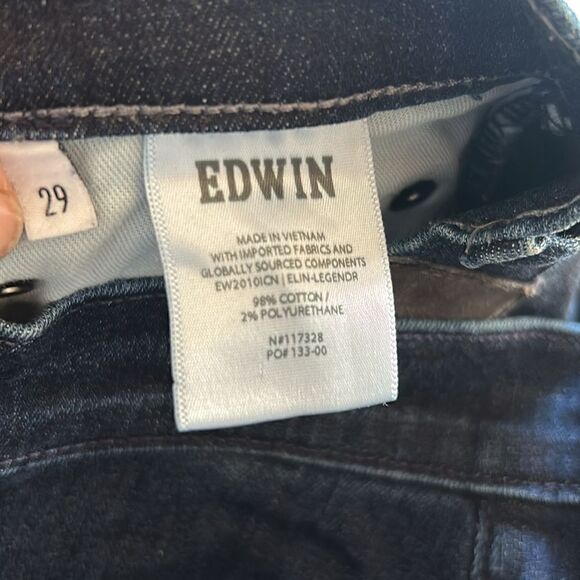 Evereve Edwin Elin Straight Leg Long Color Legend Navy Denim Jeans Size 29 - Picture 11 of 13